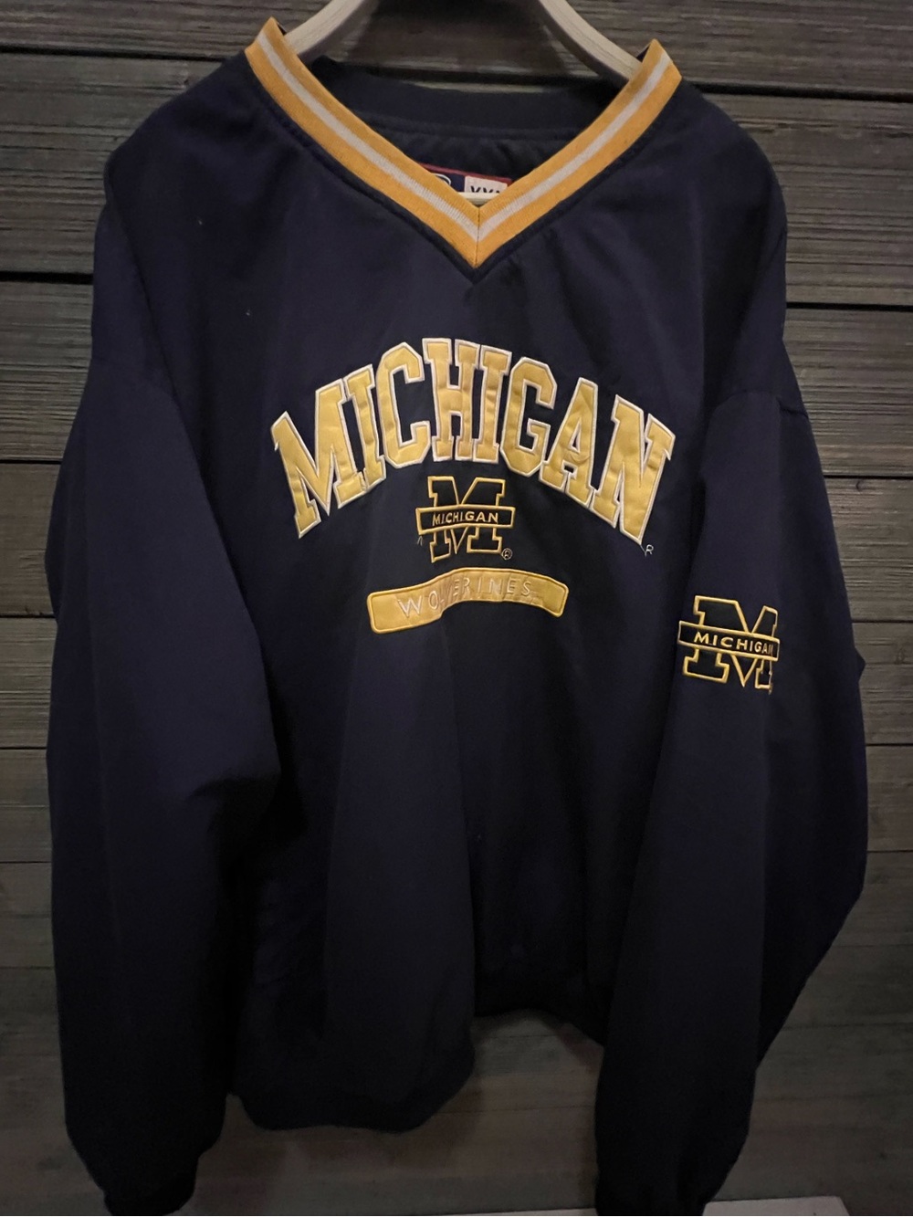 Michigan Navy and Maize V-Neck Pullover Jacket